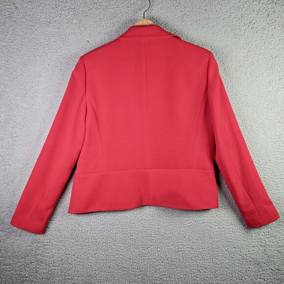 Anne Klein Blazer 10 Red Peplum Back Classic One Button Jacket Workwear Pockets - Picture 2 of 16
